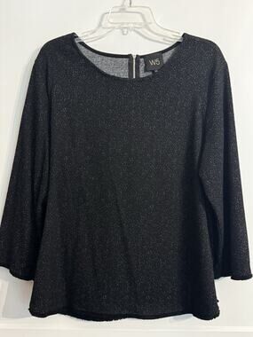 W5 Women’s Plus Sz 2X Black 3/4 Sleeves Zip Back Round Neck Made In USA